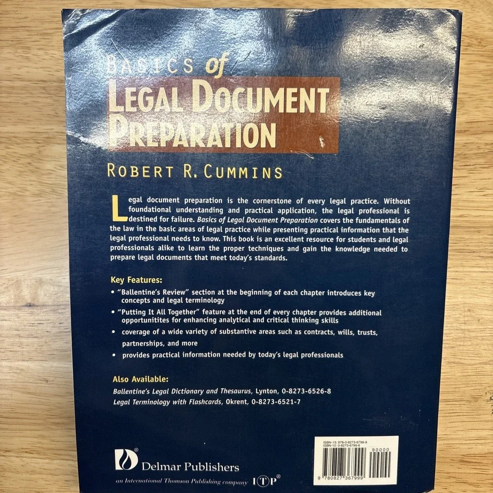 Basics of Legal Document Preparation by Cummins, Robert